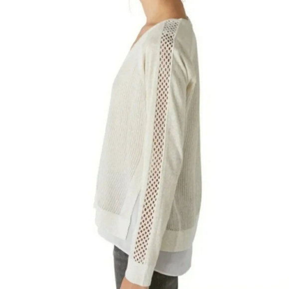 LUCKY BRAND Womens Gold Shimmer Knit Layered Sweater Size M - Picture 3 of 7